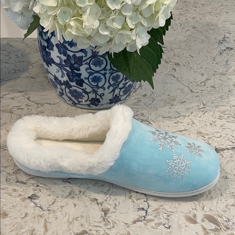 Charter Club Light Blue Snowflake Slippers
